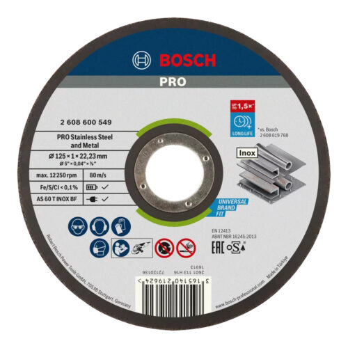 BOSCH AS60T INOXBF 125X1.0X22.23 PRO STAINLESS STEEL KAPPESKIVE