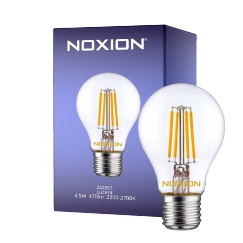 NOXION LUCENT FILAMENT LED PÆRE KLAR 4.5W 470LM 822-827 DIM