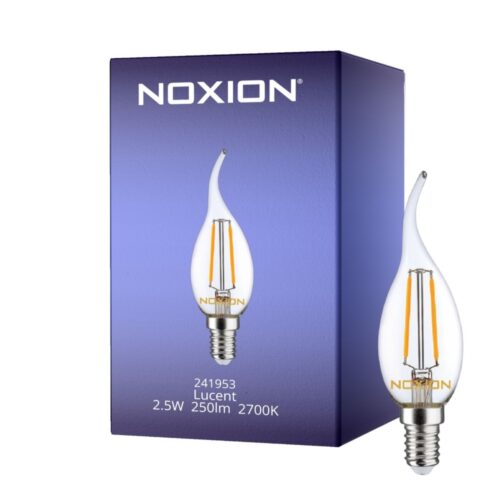 NOXION LUCENT FILAMENT LED BØYD TOPP MIGNON KLAR 2.5W 250LM 827