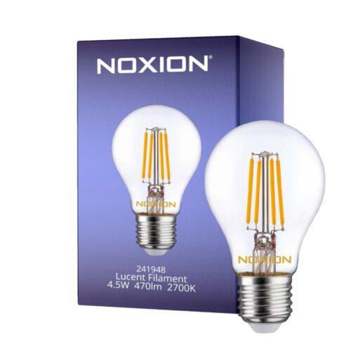NOXION LUCENT FILAMENT LED PÆRE KLAR 4.5W 470LM 827