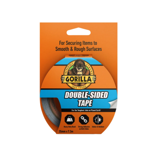 GORILLA TAPE DOBBELTSIDIG SØLV 35MMX7.3M
