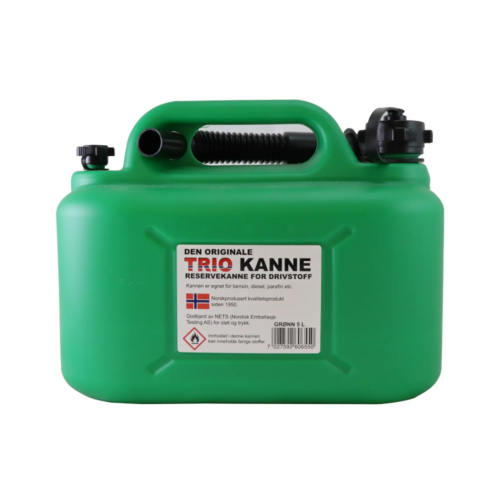 TRIO DRIVSTOFFKANNE 5L GRØNN FOR BENSIN, DIESEL, PARAFIN MM.