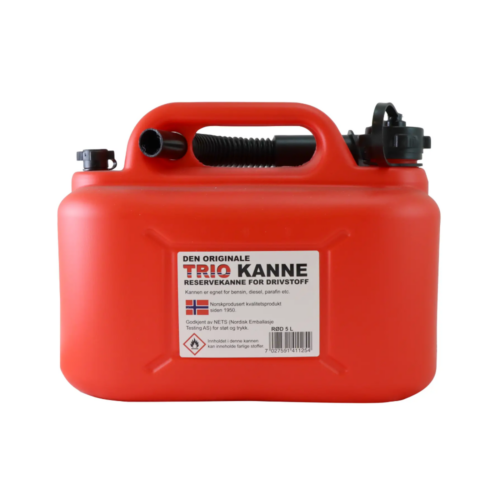 TRIO DRIVSTOFFKANNE 5L RØD FOR BENSIN, DIESEL, PARAFIN MM.
