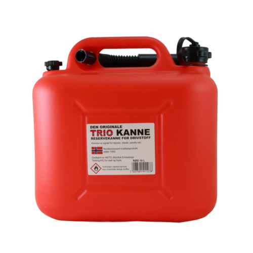 TRIO DRIVSTOFFKANNE 10L RØD FOR BENSIN, DIESEL, PARAFIN MM.