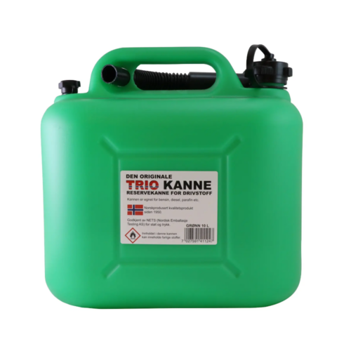 TRIO DRIVSTOFFKANNE 10L GRØNN FOR BENSIN, DIESEL, PARAFIN MM.
