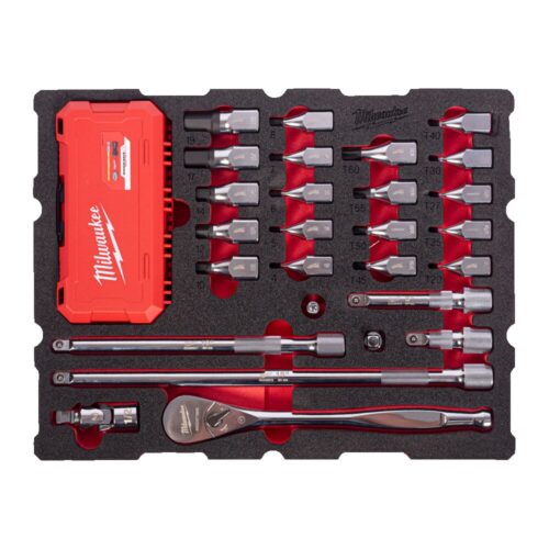 MILWAUKEE SKRALLE-BITSPIPESETT 1/2" 67 DEL PACKOUT SKUMJNNLEGG